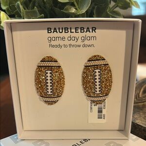 BaubleBar Gold and White Football Earrings